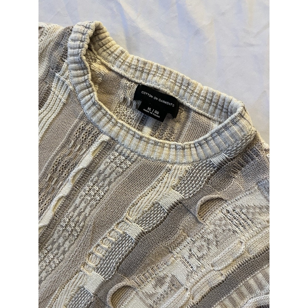 Vintage Coggi Style Cotton On Garments Textured Knit Sweater Size XL Unisex